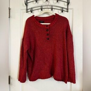 American Eagle Outfitters Rich Red Henley Sweater